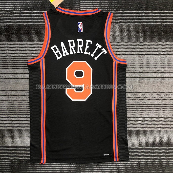 Maillot New York Knicks Rj Barrett NO 9 Ville 2021-22 Noir